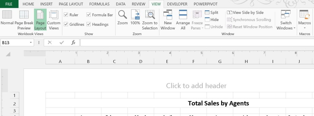 Page layout View